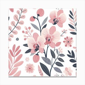 Scandinavian style,Pattern with pink Orchid flowers 3 Canvas Print