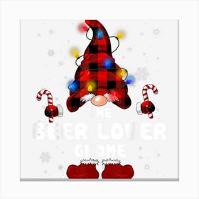 Beer Lover Gnome Buffalo Plaid Christmas Tree Light Funny Canvas Print