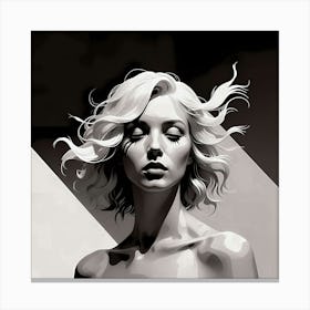 Ethereal Reverie: Black And White Portrait Of Woman Canvas Print