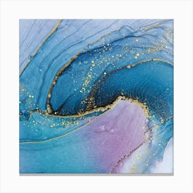 Blue And Gold Abstract Painting Canvas Print