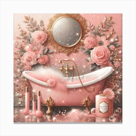 Pink Glamorous glitter Bathroom Canvas Print