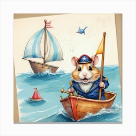 Hamster In A Boat 10 Canvas Print