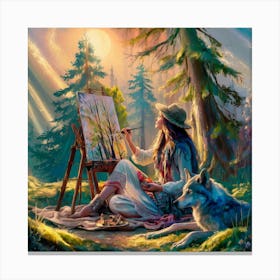 Artist In The Woods Canvas Print