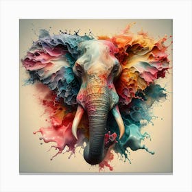 Elephant In Paint Splashes Canvas Print