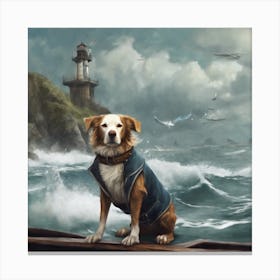 Dog On A Boat Canvas Print