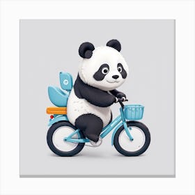 Panda Bear On A Bike Canvas Print