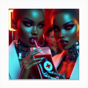 Two Black Women Drinking Blood Canvas Print