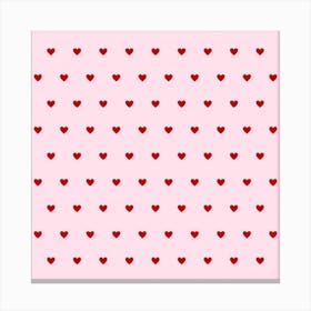Hearts Seamless Pattern Pink Background Canvas Print