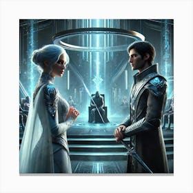 A Sci Fi Scene Depicting The Romantic Tension Betw Canvas Print