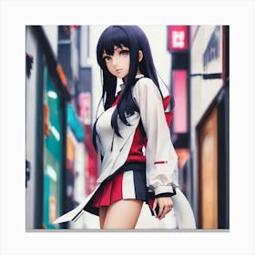 Anime Girl Standing On The Street Canvas Print