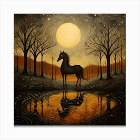 Horse In The Moonlight 1 Canvas Print