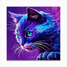 Purple Cat With Blue Eyes 5 Canvas Print