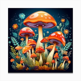 Mushrooms In The Forest 107 Canvas Print