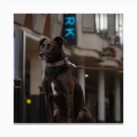 Dog On A Leash Canvas Print