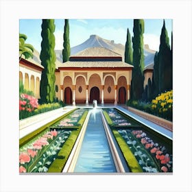 Gardens Of Alhambra 1 Spain Vintage Botanical A(2) Canvas Print