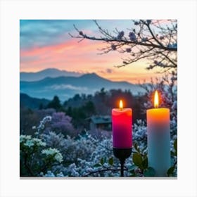 Sunset With Candles 1 Canvas Print