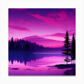 Purple Sky Over Lake 1 Canvas Print
