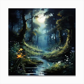 Forest At Night 1 Canvas Print