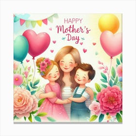 Mother's Day Gift Idea Mom Kids Canvas Print