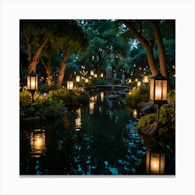 Garden At Night 3 Canvas Print