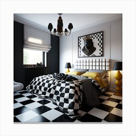 Checkered Bedroom Canvas Print
