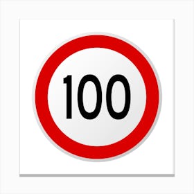 100 Mph Speed Limit Sign.A fine artistic print that decorates the place.49 Canvas Print