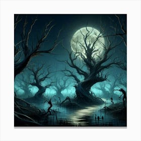 Full Moon In The Woods Canvas Print