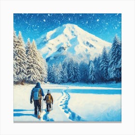 Father and Son Winter Hike Canvas Print