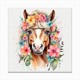 Horse With Flowers 2 Canvas Print