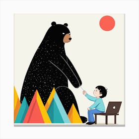 Bear And Boy Canvas Print