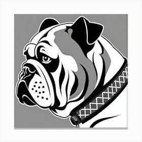 Bulldog, Black and white illustration, Dog drawing, Dog art, Animal illustration, Pet portrait, Realistic dog art, dog with collar Canvas Print