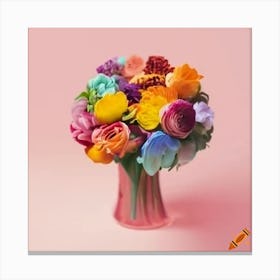 Colorful Flowers In A Vase Canvas Print