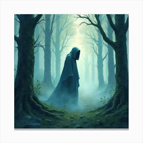 Soul Reaver In A Ghostly Watercolor Forest 1 Canvas Print