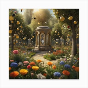 Bees In The Garden 4 Canvas Print