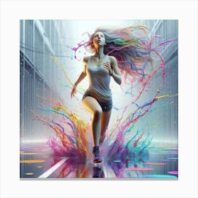 Colorful Girl Running 1 Canvas Print