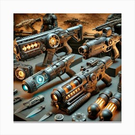 A Detailed Close Up Scene Showcasing The Energy Weapons Of The Martian Legionnaires Canvas Print