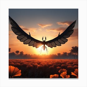 Sunset With A Dragonfly Canvas Print