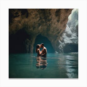 Couple Kissing In The Cave Canvas Print