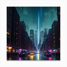 Urban Symphony Lights Streets and People Canvas Print