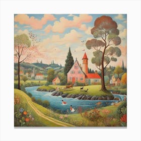 Naive art, Landscape 1 Canvas Print