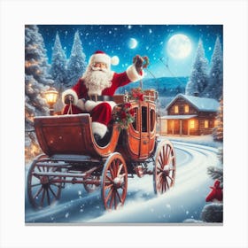Santa Claus In Carriage Canvas Print