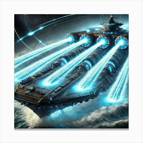 Cascade Sovereignty Scifi Poseidon Dreadnought Tidal Beams Canvas Print