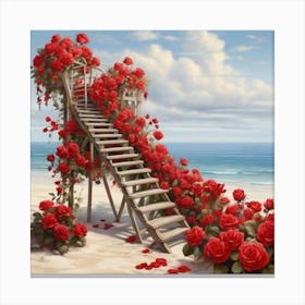 Roses On The Beach 4 Canvas Print