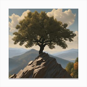 Tree On Top Of Rock Canvas Print