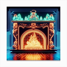 Neon Fireplace 6 Canvas Print