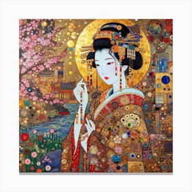 Geisha in the style of collage inspired 2 Canvas Print