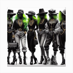 Black Girls With Green Hair Canvas Print