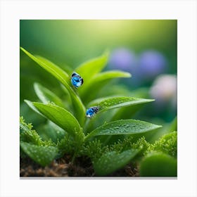 Water Droplets On A Plant Canvas Print