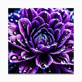 Purple Flower With Water Droplets 8 Canvas Print