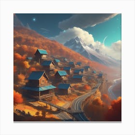 Autumn Village In The Mountains 5 Canvas Print